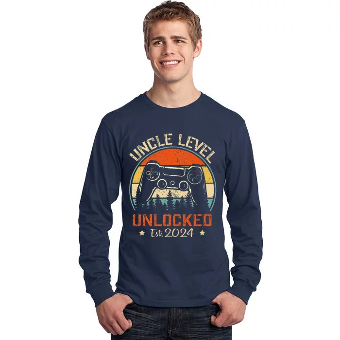 Vintage Leveled Up To Uncle  Uncle Level Unlocked Est. 2024 Tall Long Sleeve T-Shirt