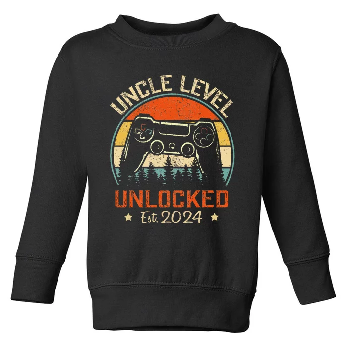 Vintage Leveled Up To Uncle Uncle Level Unlocked Est. 2024 Toddler Sweatshirt