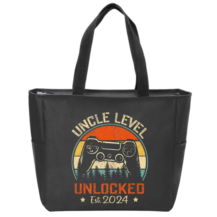 Vintage Leveled Up To Uncle Uncle Level Unlocked Est. 2024 Zip Tote Bag