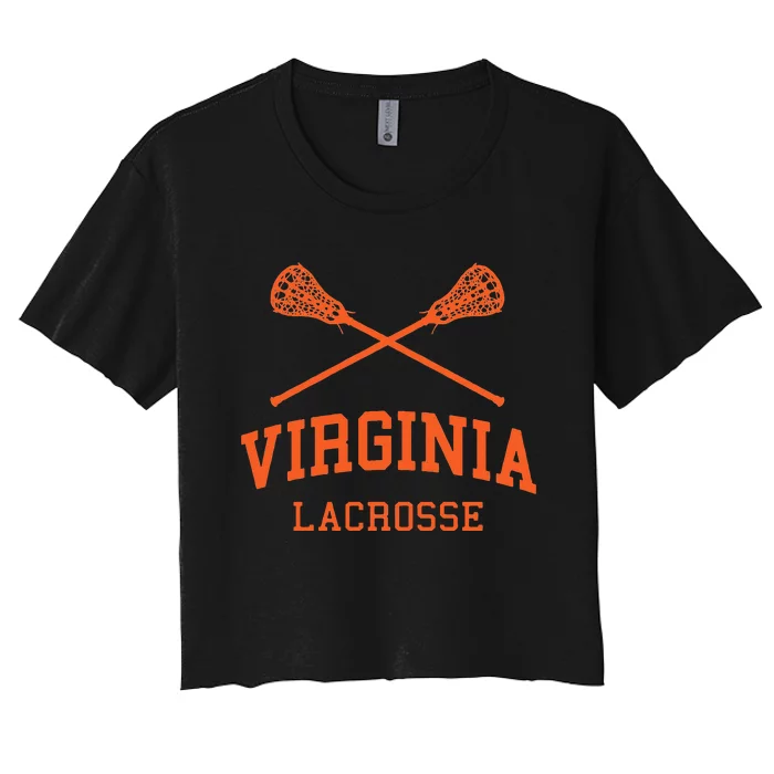 Virginia Lacrosse Vintage Lax Weathered Women's Crop Top Tee