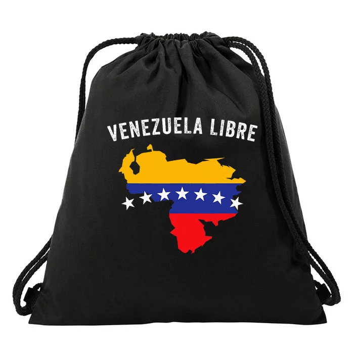 Venezuela Libre Venezuela Map 7 Stars Flag Family Souvenir Drawstring Bag