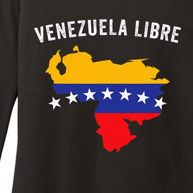 Venezuela Libre Venezuela Map 7 Stars Flag Family Souvenir Womens CVC Long Sleeve Shirt