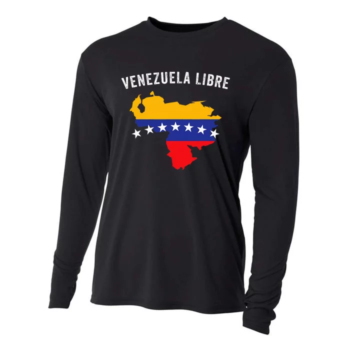 Venezuela Libre Venezuela Map 7 Stars Flag Family Souvenir Cooling Performance Long Sleeve Crew