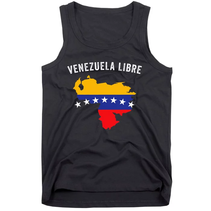 Venezuela Libre Venezuela Map 7 Stars Flag Family Souvenir Tank Top