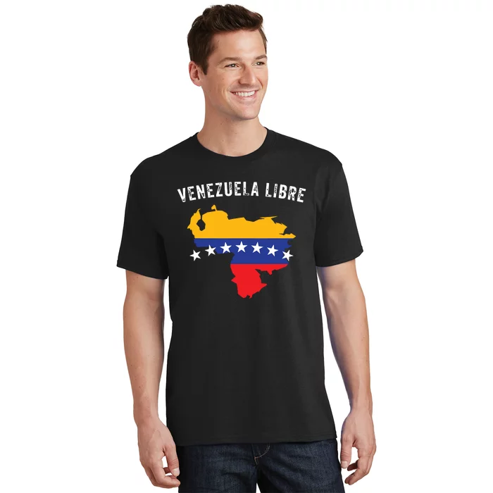 Venezuela Libre Venezuela Map 7 Stars Flag Family Souvenir T-Shirt