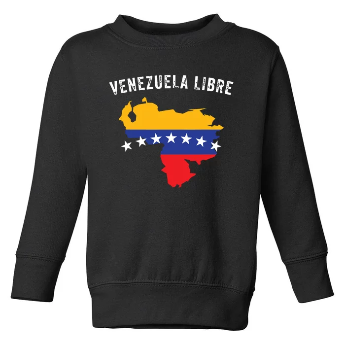 Venezuela Libre Venezuela Map 7 Stars Flag Family Souvenir Toddler Sweatshirt