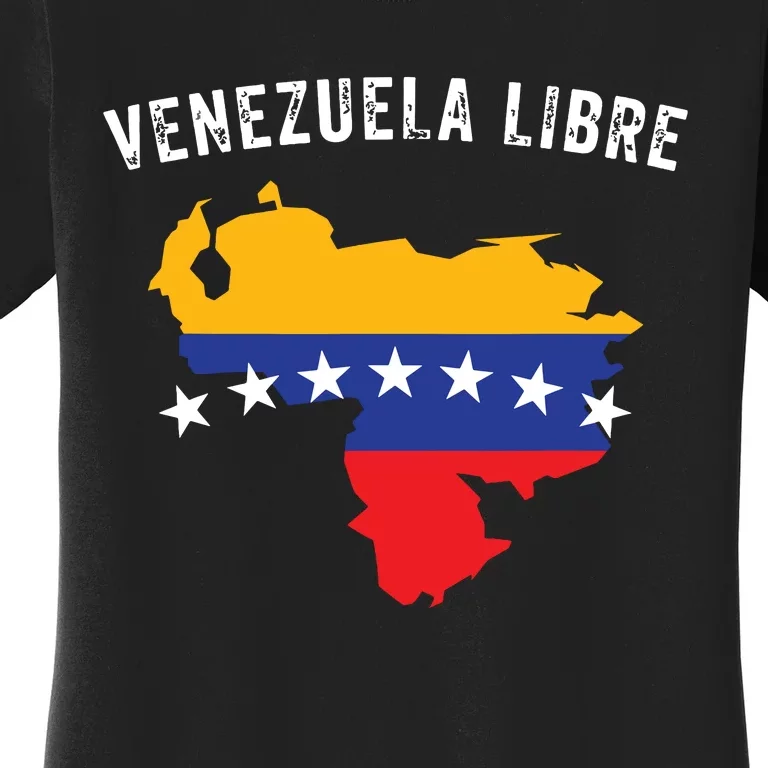 Venezuela Libre Venezuela Map 7 Stars Flag Family Souvenir Women's T-Shirt