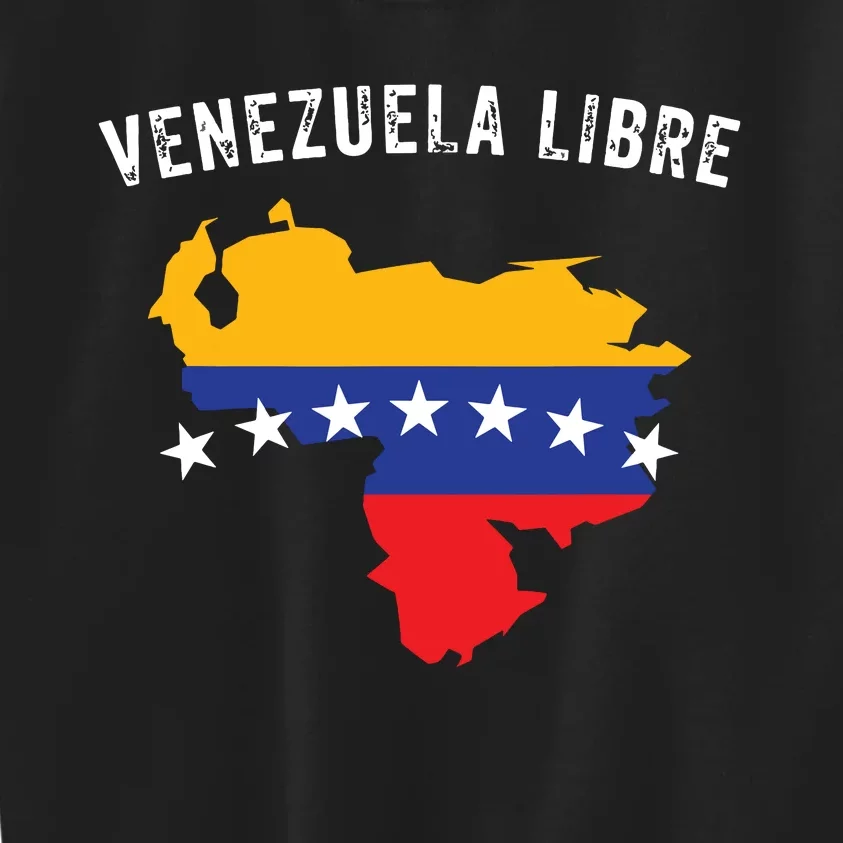 Venezuela Libre Venezuela Map 7 Stars Flag Family Souvenir Kids Sweatshirt