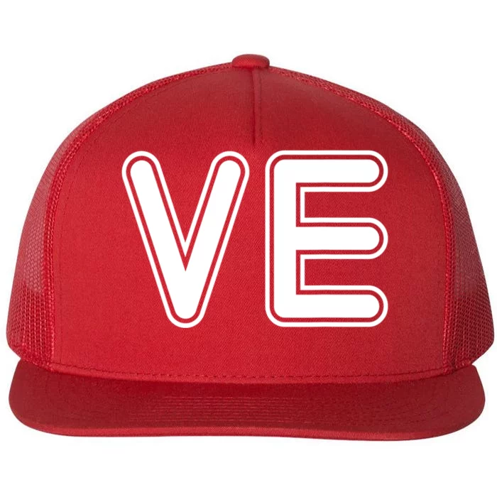 VE Love Valentine's Day Couple Matching Wife & Husband Flat Bill Trucker Hat