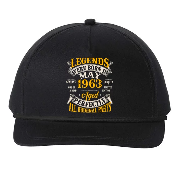 Vintage Legends Were Born In May 1963 Birthday Snapback Five-Panel Rope Hat