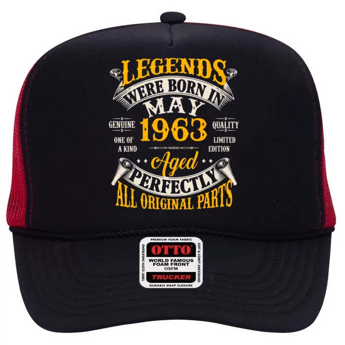 Vintage Legends Were Born In May 1963 Birthday High Crown Mesh Trucker Hat