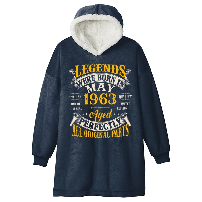 Vintage Legends Were Born In May 1963 Birthday Hooded Wearable Blanket