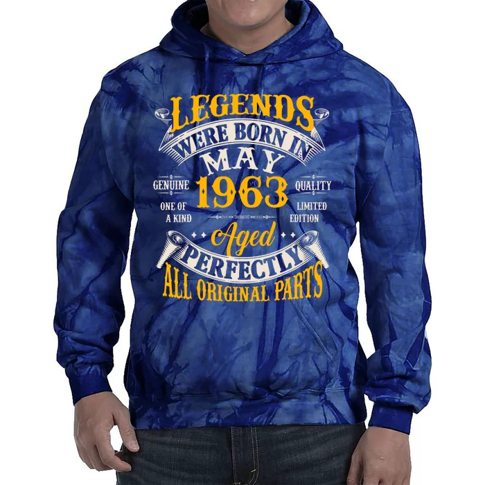 Vintage Legends Were Born In May 1963 Birthday Tie Dye Hoodie