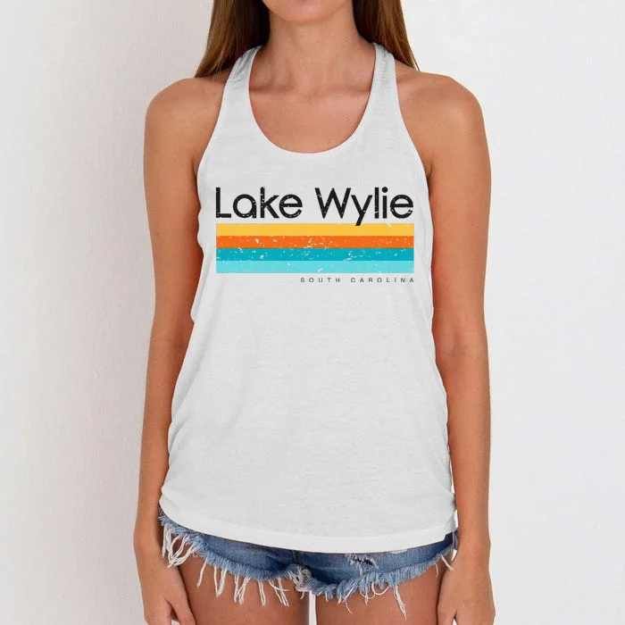 Vintage Lake Wylie Sc South Carolina Usa Retro Design Women's Knotted Racerback Tank