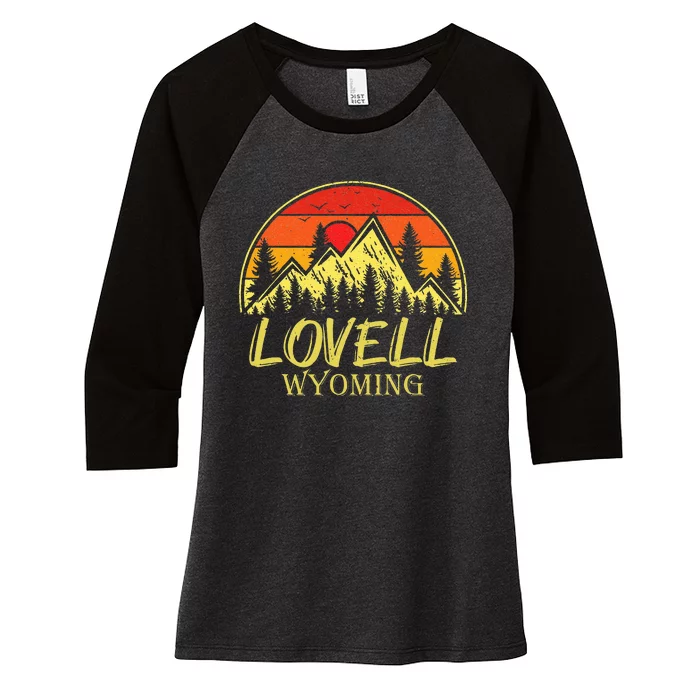 Vintage Lovell Wyoming WY Mountains Hike Hiking Souvenir Women's Tri-Blend 3/4-Sleeve Raglan Shirt