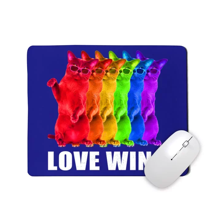 Vintage Love Win Rainbow Cat Lover Pride Lesbian Gay Lgbtq Gift Mousepad