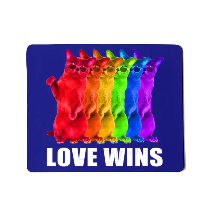 Vintage Love Win Rainbow Cat Lover Pride Lesbian Gay Lgbtq Gift Mousepad