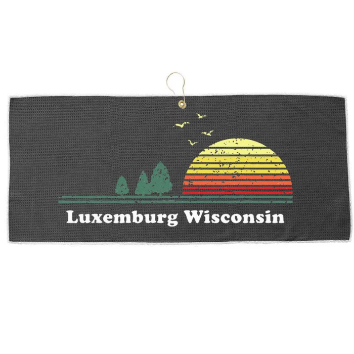 Vintage Luxemburg Wisconsin Sunset Souvenir Large Microfiber Waffle Golf Towel