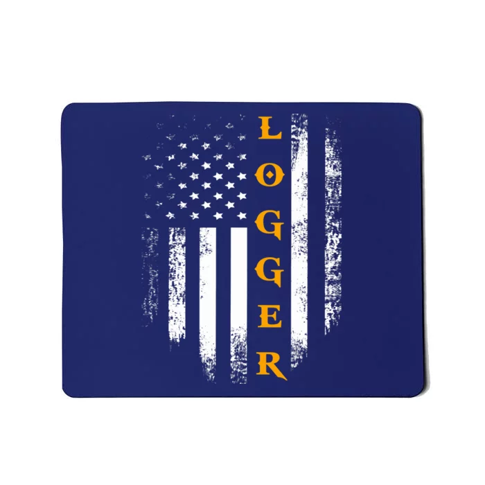 Vintage Logger With American Flag Logging/Carpenter Gift Mousepad