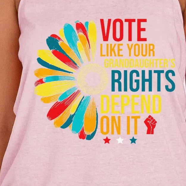 Vote Like Your Daughters Granddaughters Rights Depend On It Women's Knotted Racerback Tank