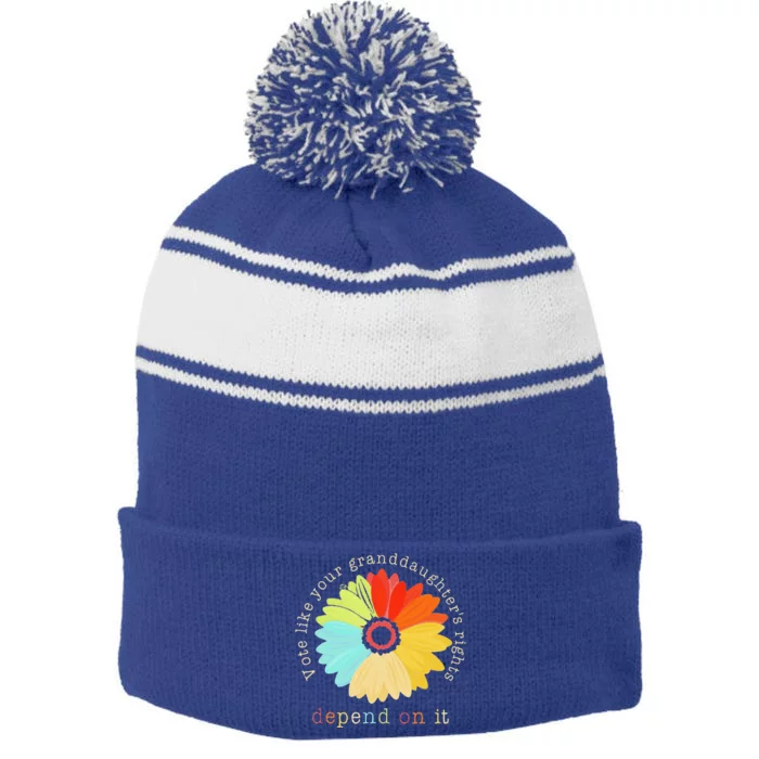 Vote Like Your GranddaughterS Rights Depend On It Feminist Stripe Pom Pom Beanie