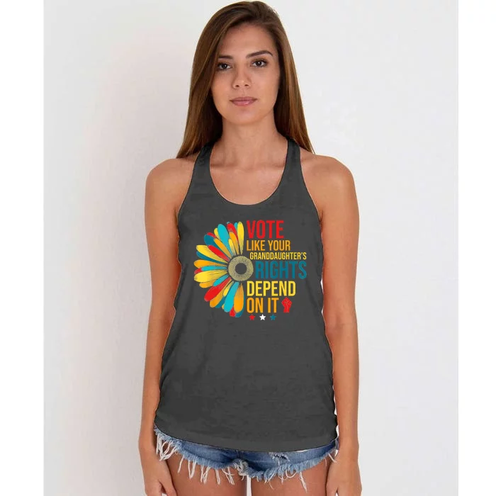 Vote Like Your Daughters Granddaughters Rights Depend On It Women's Knotted Racerback Tank