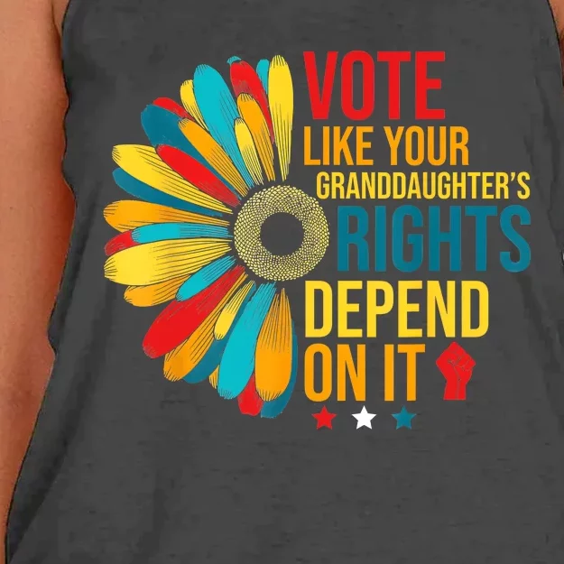 Vote Like Your Daughters Granddaughters Rights Depend On It Women's Knotted Racerback Tank