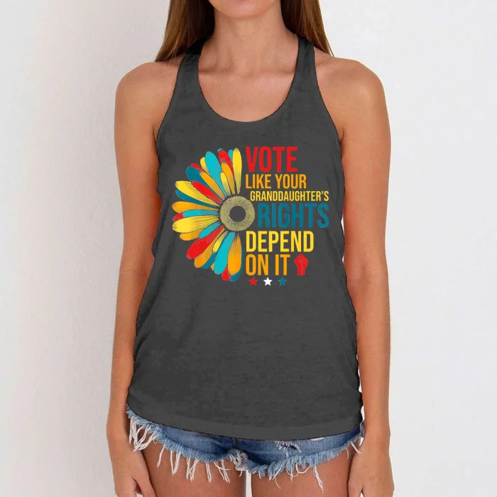 Vote Like Your Daughters Granddaughters Rights Depend On It Women's Knotted Racerback Tank