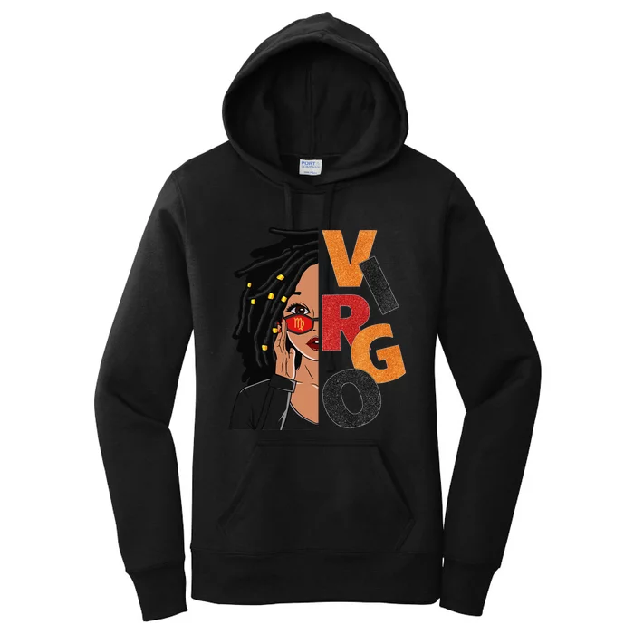 Virgo Loc'd Zodiac Signs Birthday Black Woman Women's Pullover Hoodie