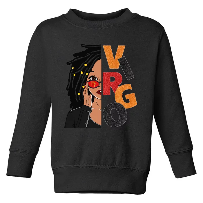 Virgo Loc'd Zodiac Signs Birthday Black Woman Toddler Sweatshirt