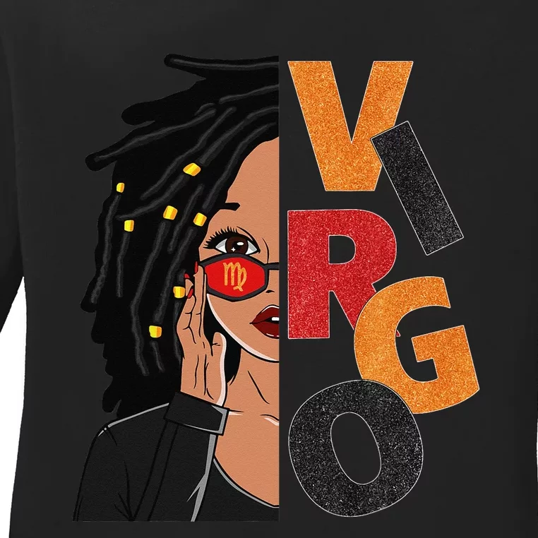 Virgo Loc'd Zodiac Signs Birthday Black Woman Ladies Long Sleeve Shirt