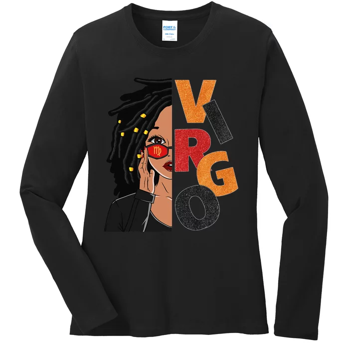 Virgo Loc'd Zodiac Signs Birthday Black Woman Ladies Long Sleeve Shirt