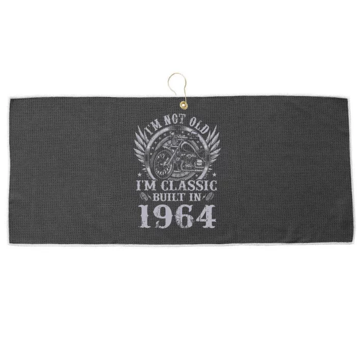 Vintage Motorcycle 1964 Birthday 60th Biker 60 Years Old Large Microfiber Waffle Golf Towel