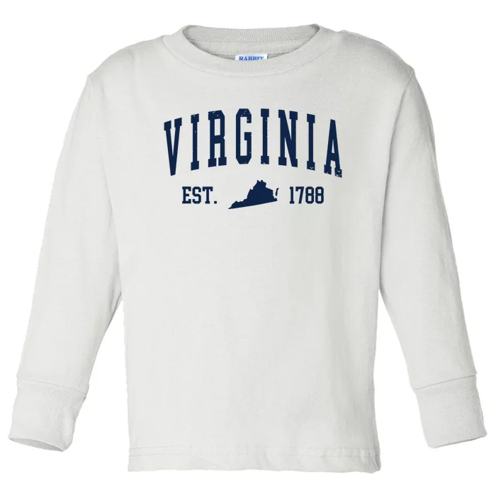 Virginia Map 1788 Vintage Souvenirs Virginia Toddler Long Sleeve Shirt