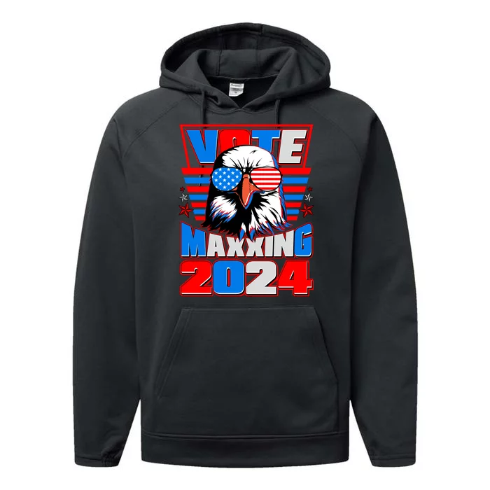 Vote Maxxing 2024 Election Patriotic Eagle Performance Fleece Hoodie