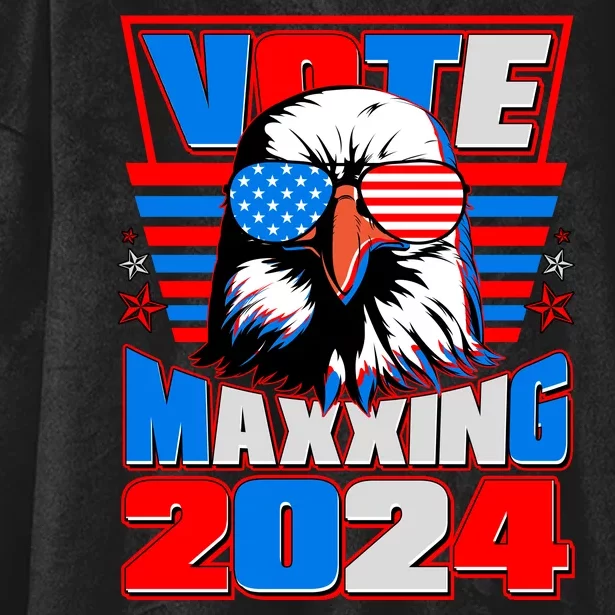 Vote Maxxing 2024 Election Patriotic Eagle Hooded Wearable Blanket