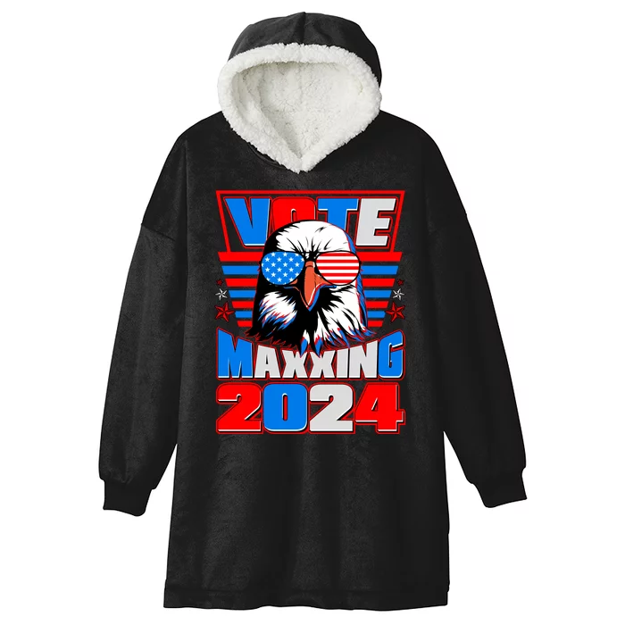 Vote Maxxing 2024 Election Patriotic Eagle Hooded Wearable Blanket