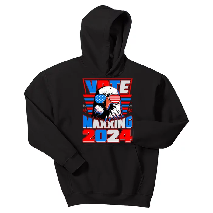 Vote Maxxing 2024 Election Patriotic Eagle Kids Hoodie