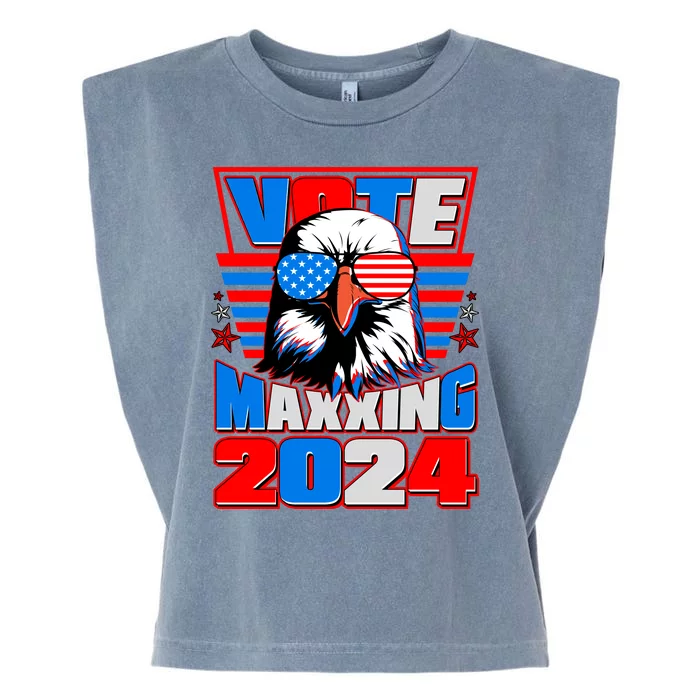 Vote Maxxing 2024 Election Patriotic Eagle Garment-Dyed Women's Muscle Tee