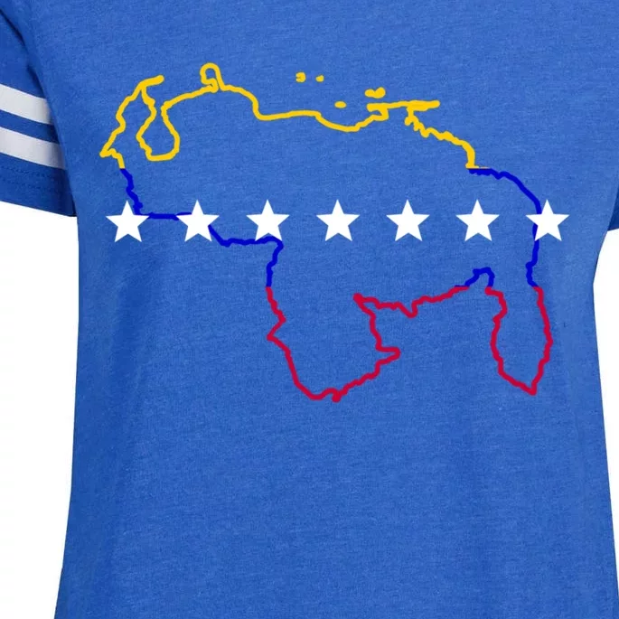 Venezuela Map 7 Stars Flag Gift Enza Ladies Jersey Football T-Shirt