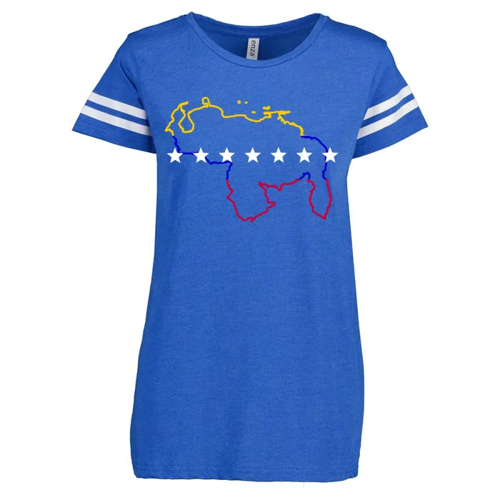 Venezuela Map 7 Stars Flag Gift Enza Ladies Jersey Football T-Shirt