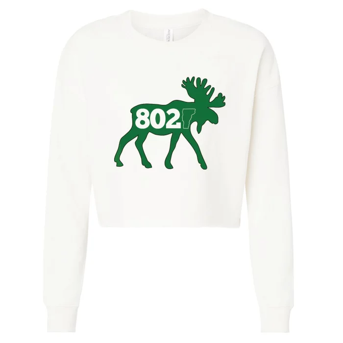 Vermont Moose 802 Vermont Green Mountain State Cropped Pullover Crew