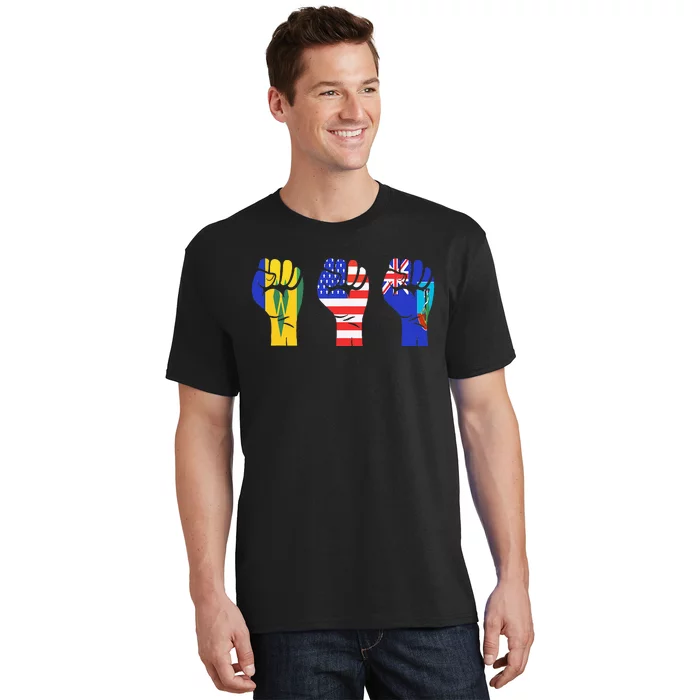 Vincy Montserrat American Flag Fist Design T-Shirt