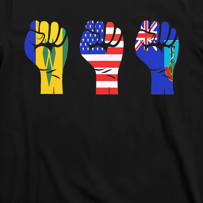 Vincy Montserrat American Flag Fist Design T-Shirt