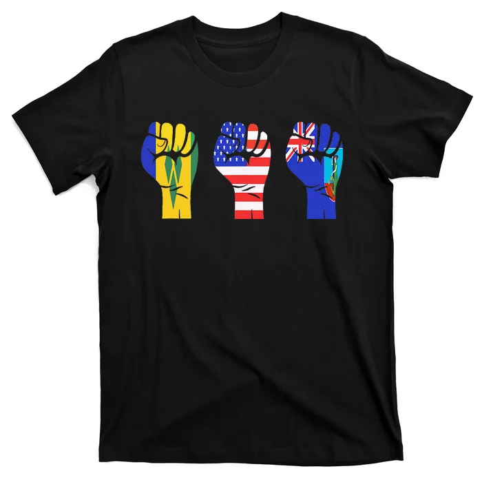 Vincy Montserrat American Flag Fist Design T-Shirt