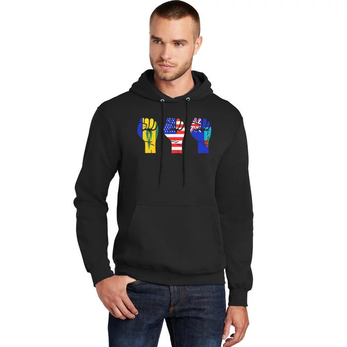 Vincy Montserrat American Flag Fist Design Tall Hoodie