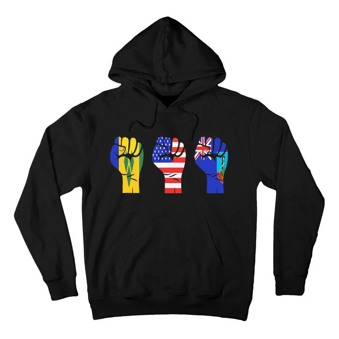 Vincy Montserrat American Flag Fist Design Tall Hoodie