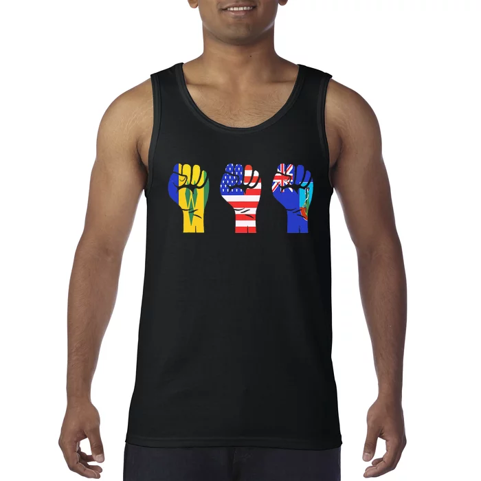 Vincy Montserrat American Flag Fist Design Tank Top