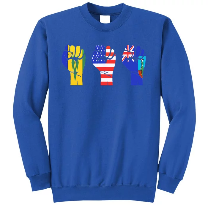 Vincy Montserrat American Flag Fist Design Tall Sweatshirt