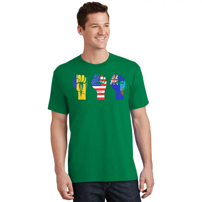 Vincy Montserrat American Flag Fist Design T-Shirt